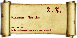 Kuzman Nándor névjegykártya